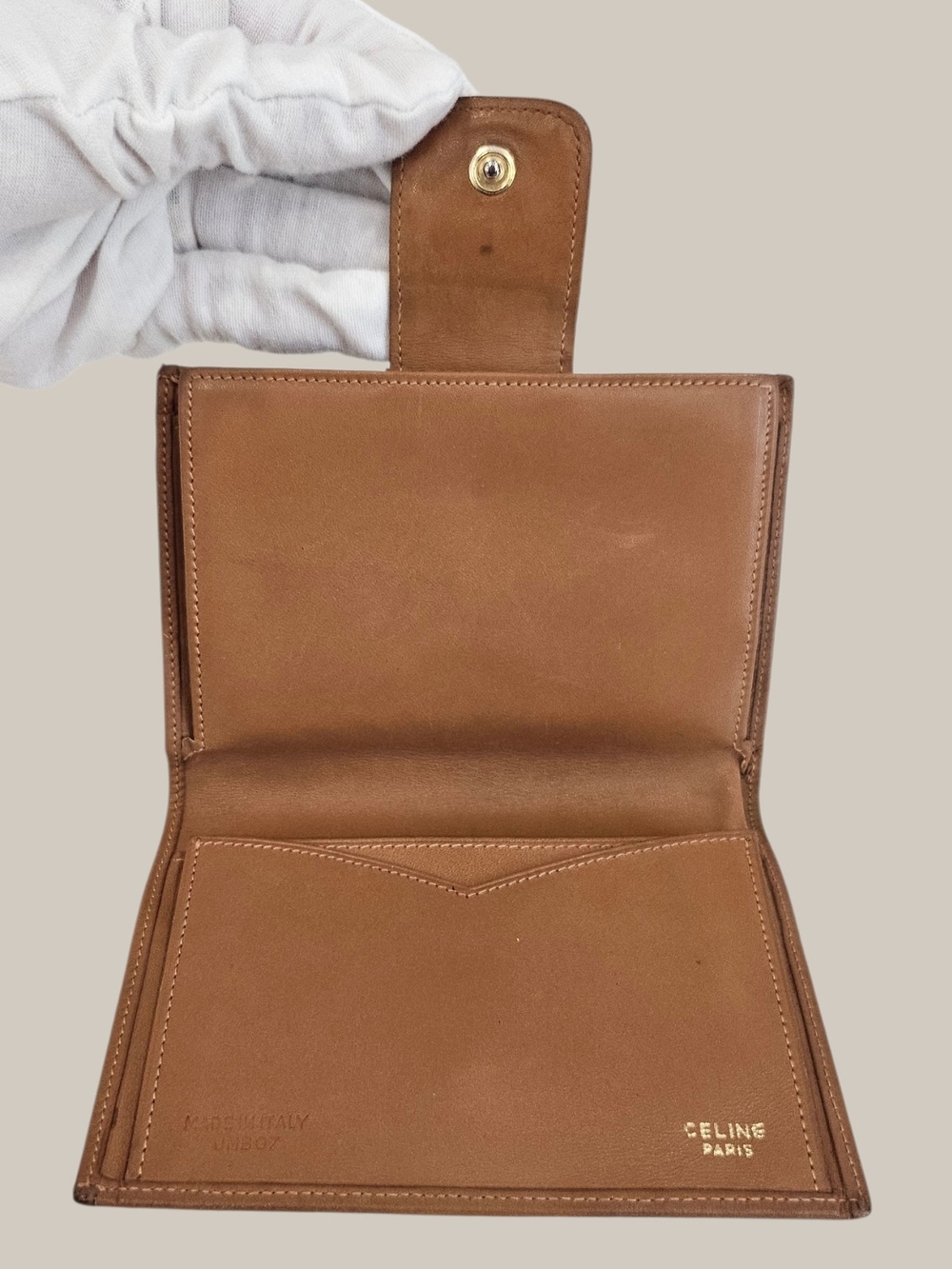 CELINE Brown Triomphe Canvas Leather Wallet - Picture 12 of 16